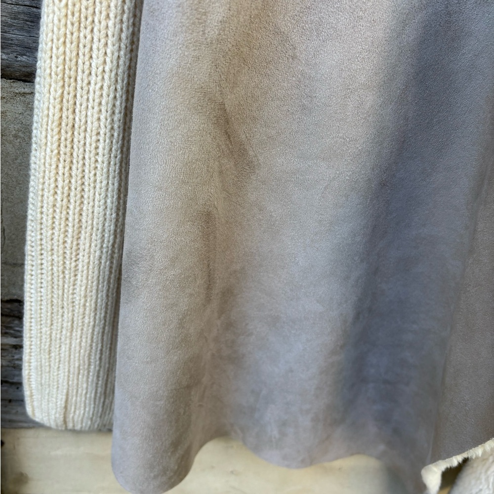 Napa Valley Cream Knit Sweater with Suede and Faux Fleece Open Front Cardigan PL - Picture 7 of 12